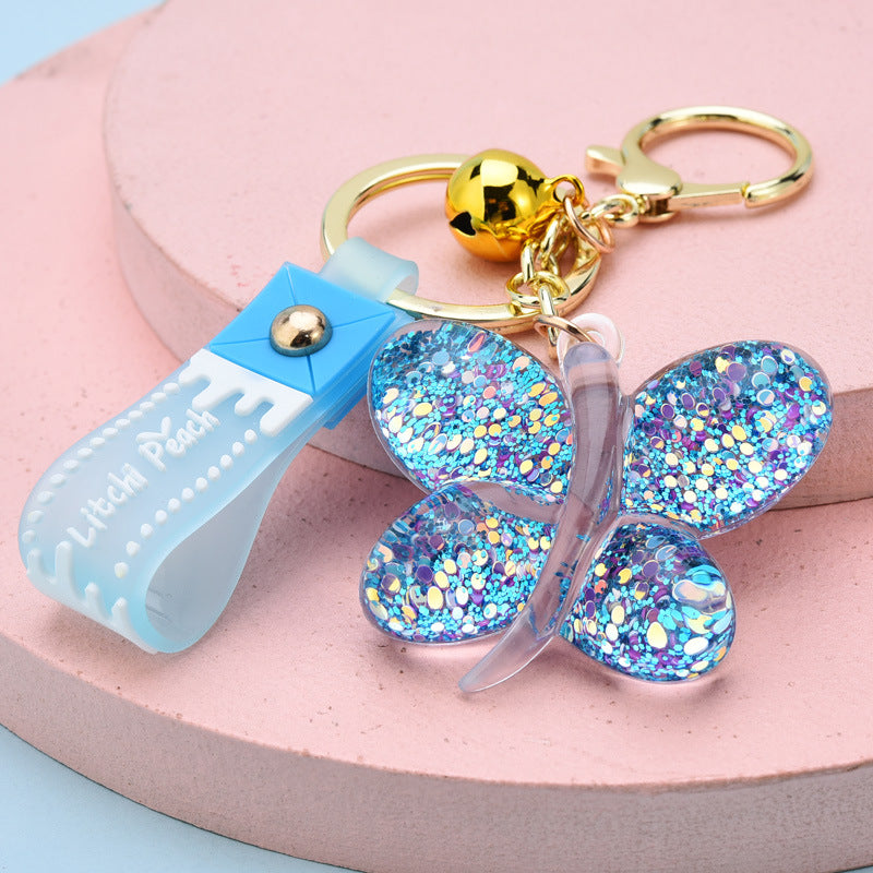 Wholesale Sequin Butterfly Acrylic Keychains